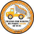 Orange construction dump truck birthday sticker with gravel design