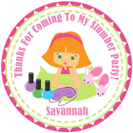 Orange hair girl slumber party birthday sticker