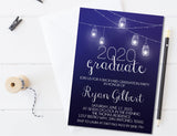 Outdoor navy graduation celebration invitation design