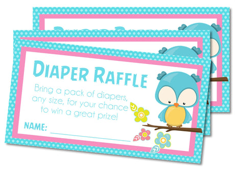 Owl Baby Shower Diaper Raffle Tickets Printable PDF Download