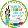 Painting birthday favor label with colorful jars