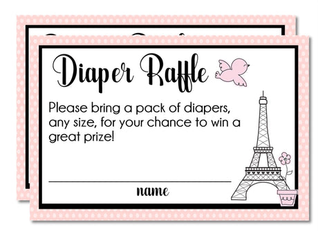 Paris Baby Shower Diaper Raffle Tickets Printable PDF Download