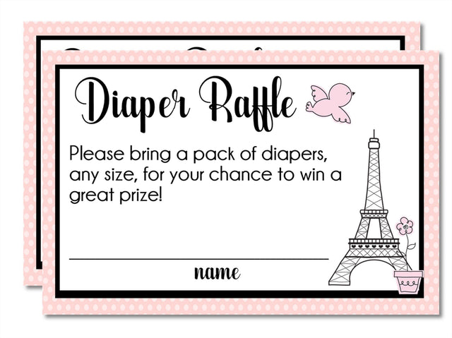 Paris Baby Shower Diaper Raffle Tickets Printable PDF Download