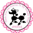 Paris themed poodle birthday sticker in pink and black