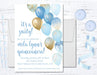 Pastel Blue And Gold Balloon Quinceanera Invitations