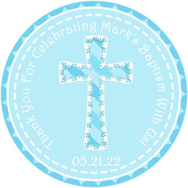 Pastel Blue And White Baptism Stickers