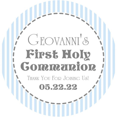 Pastel Blue First Communion Stickers Or Favor Tags