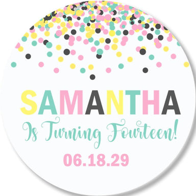 Pastel Confetti Birthday Party Stickers Or Favor Tags