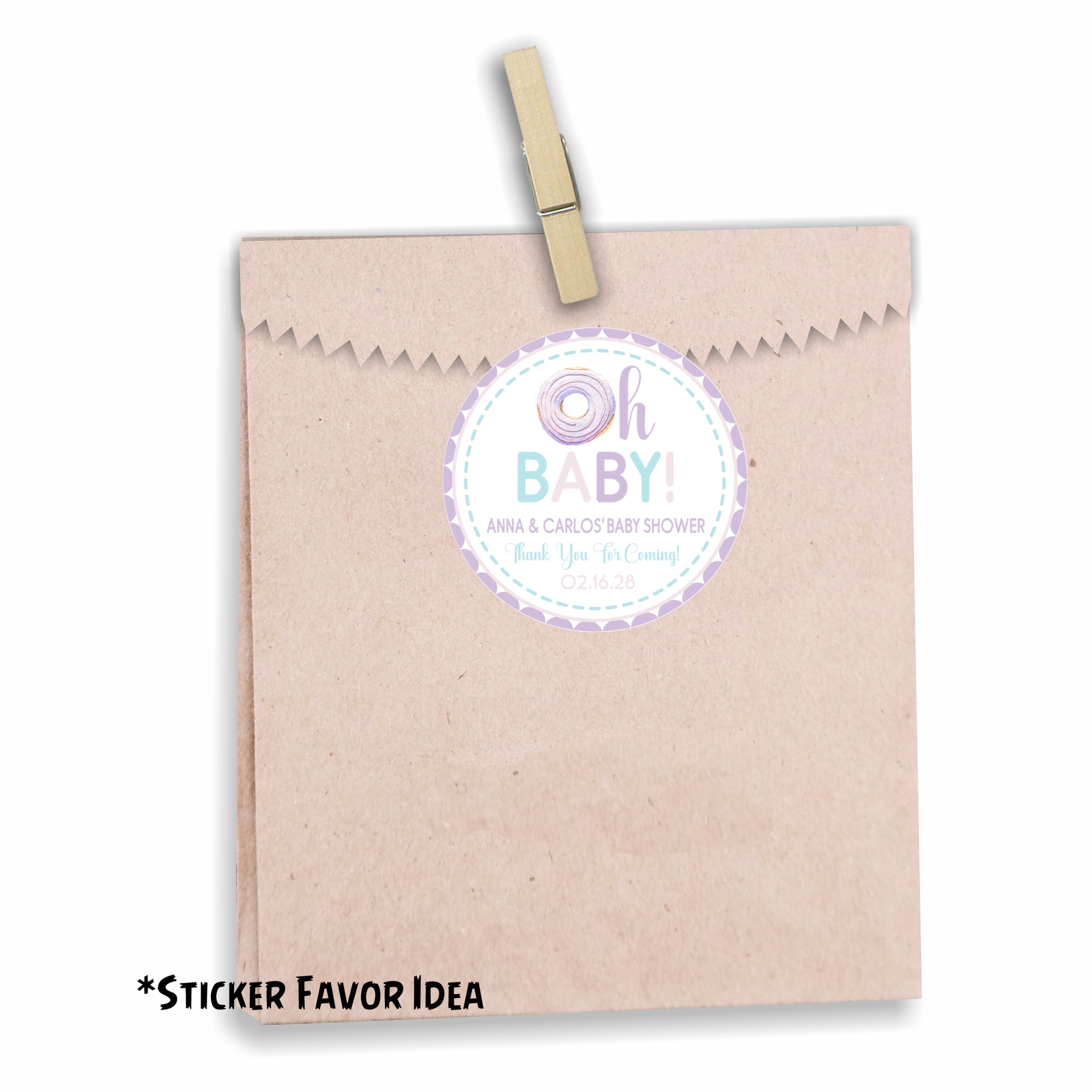 Pastel Girls Donut Baby Shower Stickers Or Favor Tags