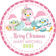 Pastel Christmas sticker with winter characters