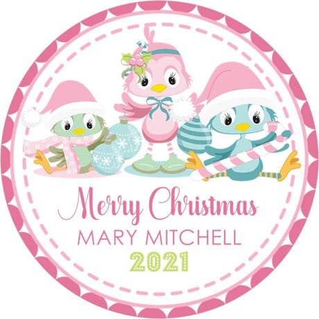 Pastel Christmas sticker with winter characters