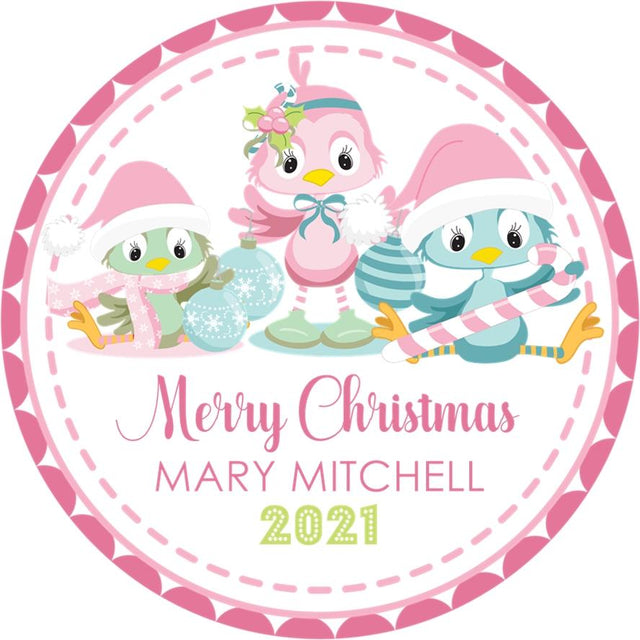 Pastel Christmas sticker with winter characters