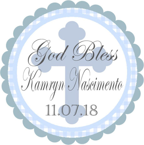 Pastel blue god bless baptism sticker
