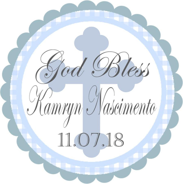 Pastel blue god bless baptism sticker