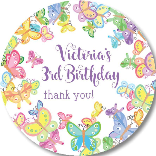 Pastel butterfly birthday sticker with full butterfly border