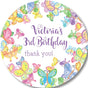 Pastel butterfly birthday sticker with full butterfly border