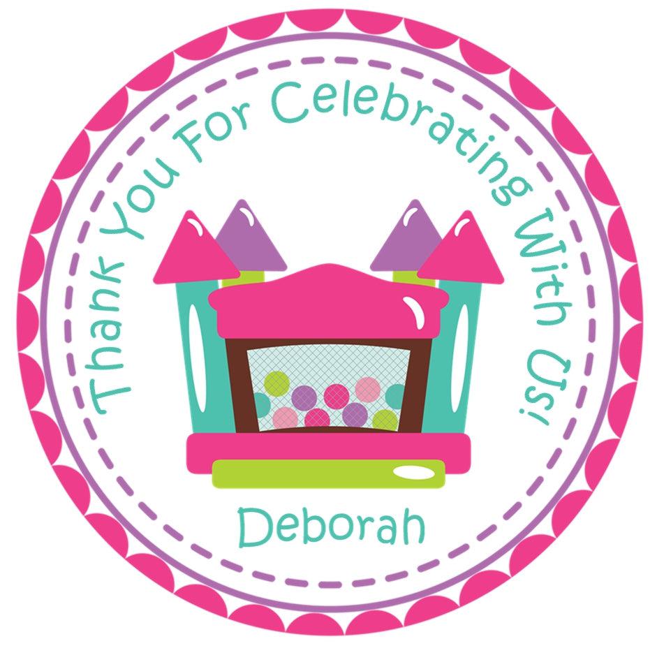 Pastel castle party favor label