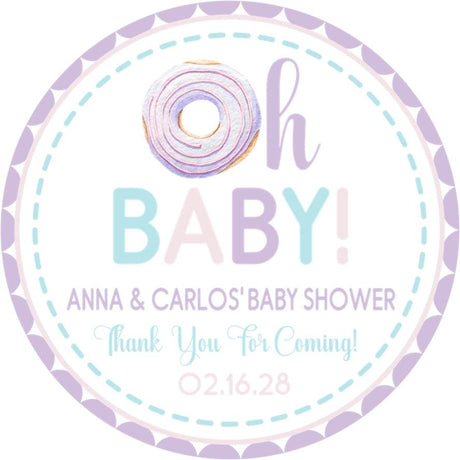 Pastel donut Oh Baby baby shower sticker