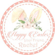 Pastel floral bunny ears Easter sticker with soft spring colors
