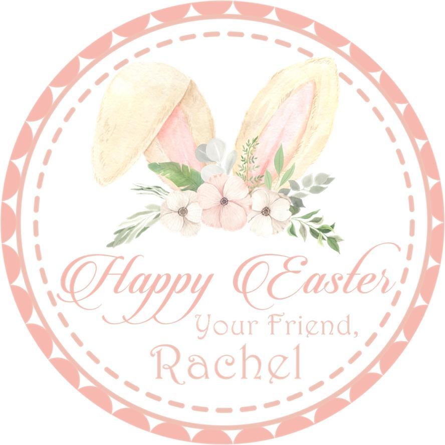 Pastel floral bunny ears Easter sticker with soft spring colors