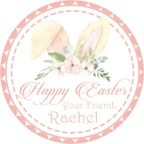 Pastel floral bunny ears Easter sticker with soft spring colors