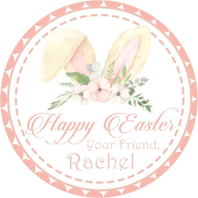 Pastel floral bunny ears Easter sticker with soft spring colors