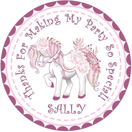 Pastel floral pony birthday sticker