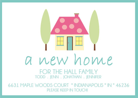 Pastel house new address moving announcement card