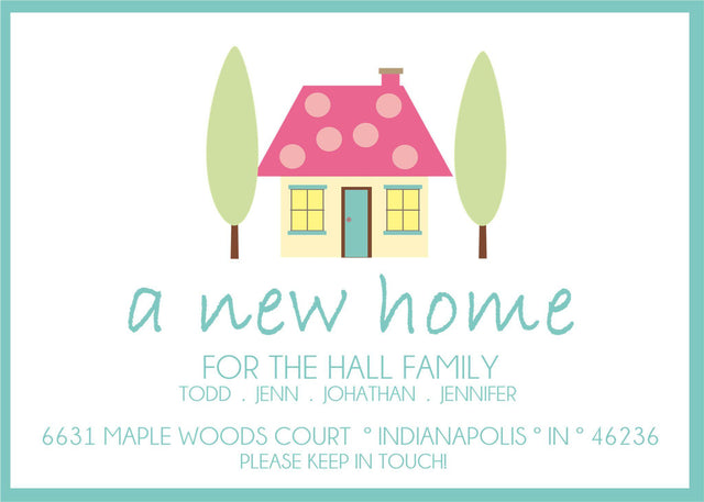 Pastel house new address moving announcement card