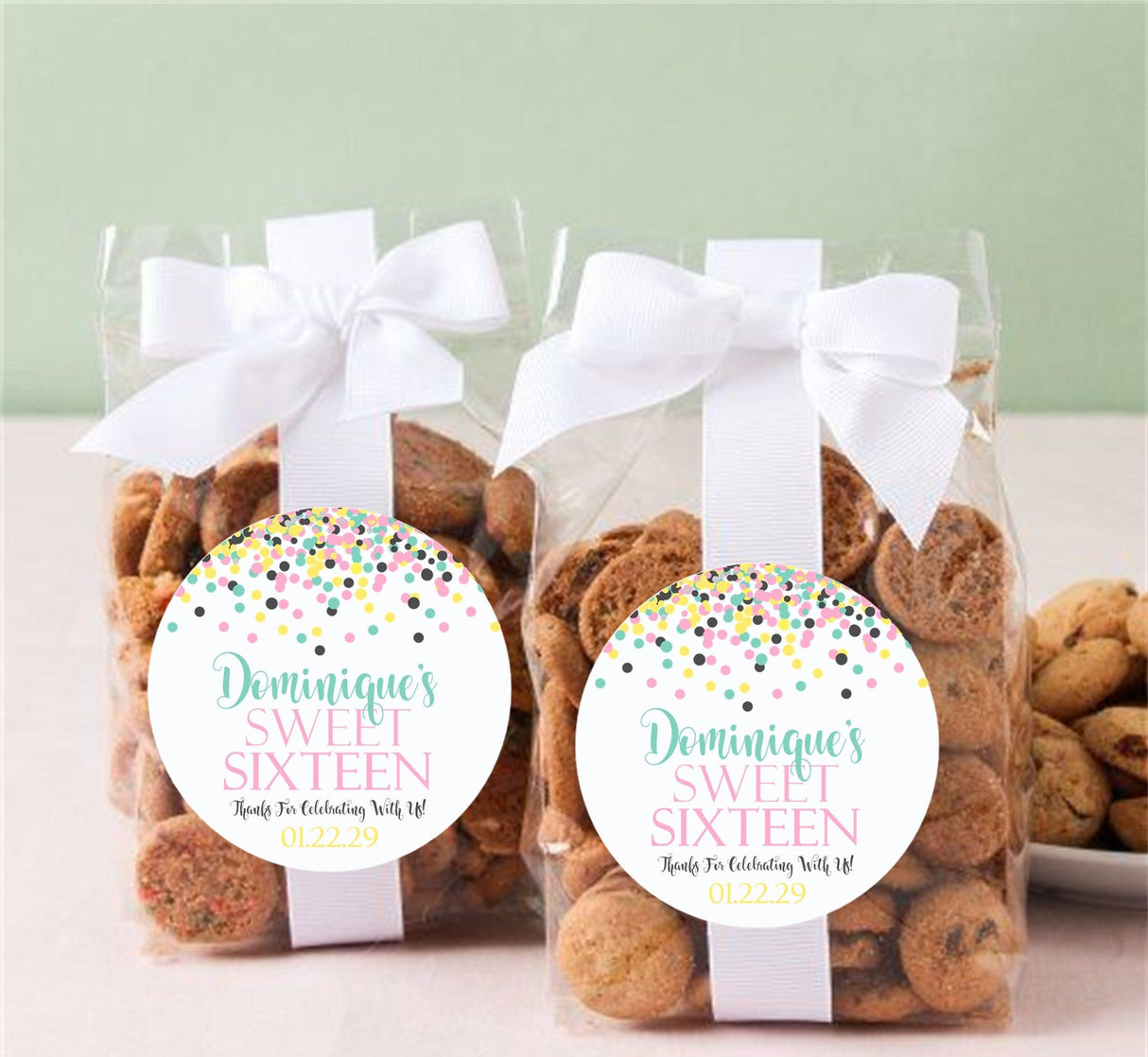 Pastel mix confetti birthday treat sticker