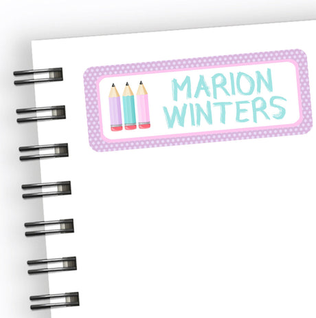 Pastel pencil back to school name labels