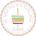 Pastel pink and mint 1st birthday cake sticker with personalized name