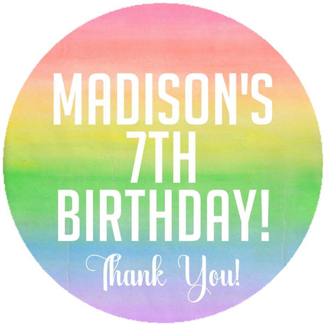 Pastel rainbow ombre birthday sticker