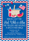 Patriotic picnic themed Independence Day party invitation
