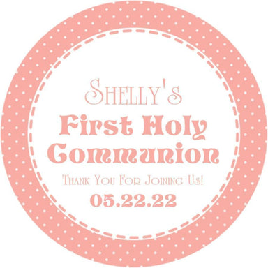 Peach First Communion Stickers Or Favor Tags