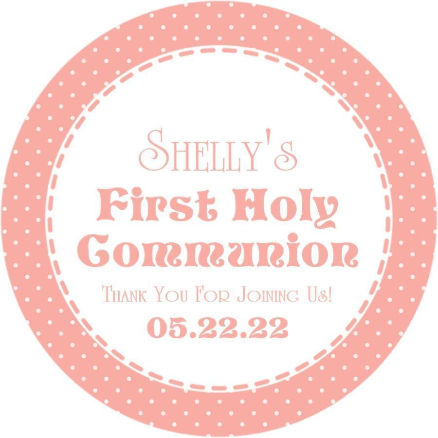 Peach First Communion Stickers Or Favor Tags