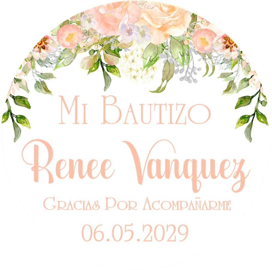 Peach Spanish Baptism Stickers Or Favor Tags