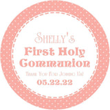 Peach First Holy Communion stickers personalized