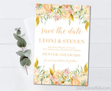 Peach gold wedding save the date
