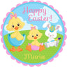 Personalized Easter stickers featuring chicks and bunny illustration