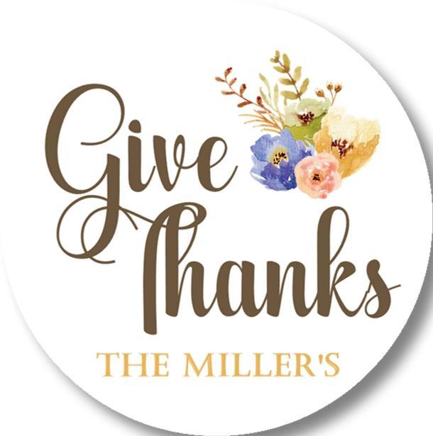 Personalized Give Thanks fall sticker featuring muted floral arrangement