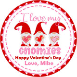 Personalized Gnomies Valentine favor label for school exchanges