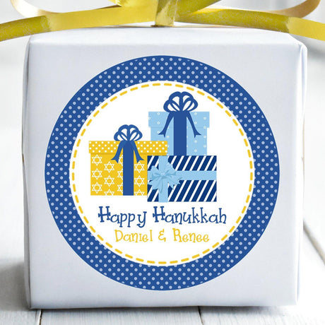 Personalized Hanukkah gift box stickers