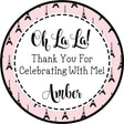 Personalized Paris party favor label in pink