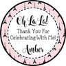 Personalized Paris party favor label in pink