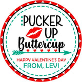 Personalized Pucker Up classroom Valentine sticker design