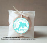 Personalized aqua dolphin favor label