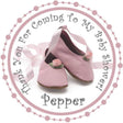 Personalized ballerina baby shower favor sticker in pink theme