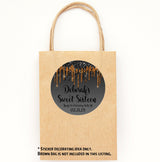 Personalized black and orange Sweet Sixteen party favor label