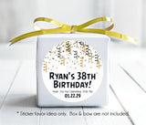 Personalized black gold silver birthday favor sticker